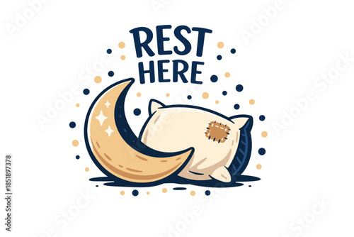 Cozy rest with crescent moon and pillow design