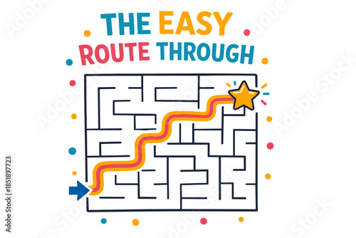 Simple maze with colorful pathway and star destination