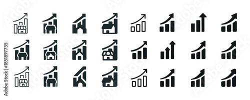 Collection of growth and success icons representing business pro