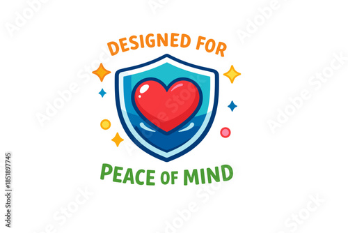 Heart emblem shield design for peace of mind