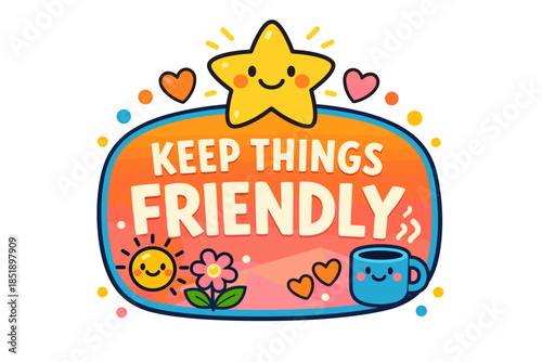 Cheerful cartoon star and friends encouraging positivity with a friendly message