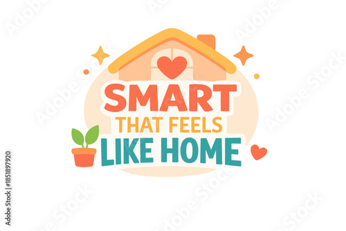 Smart home logo design with heart and plant elements