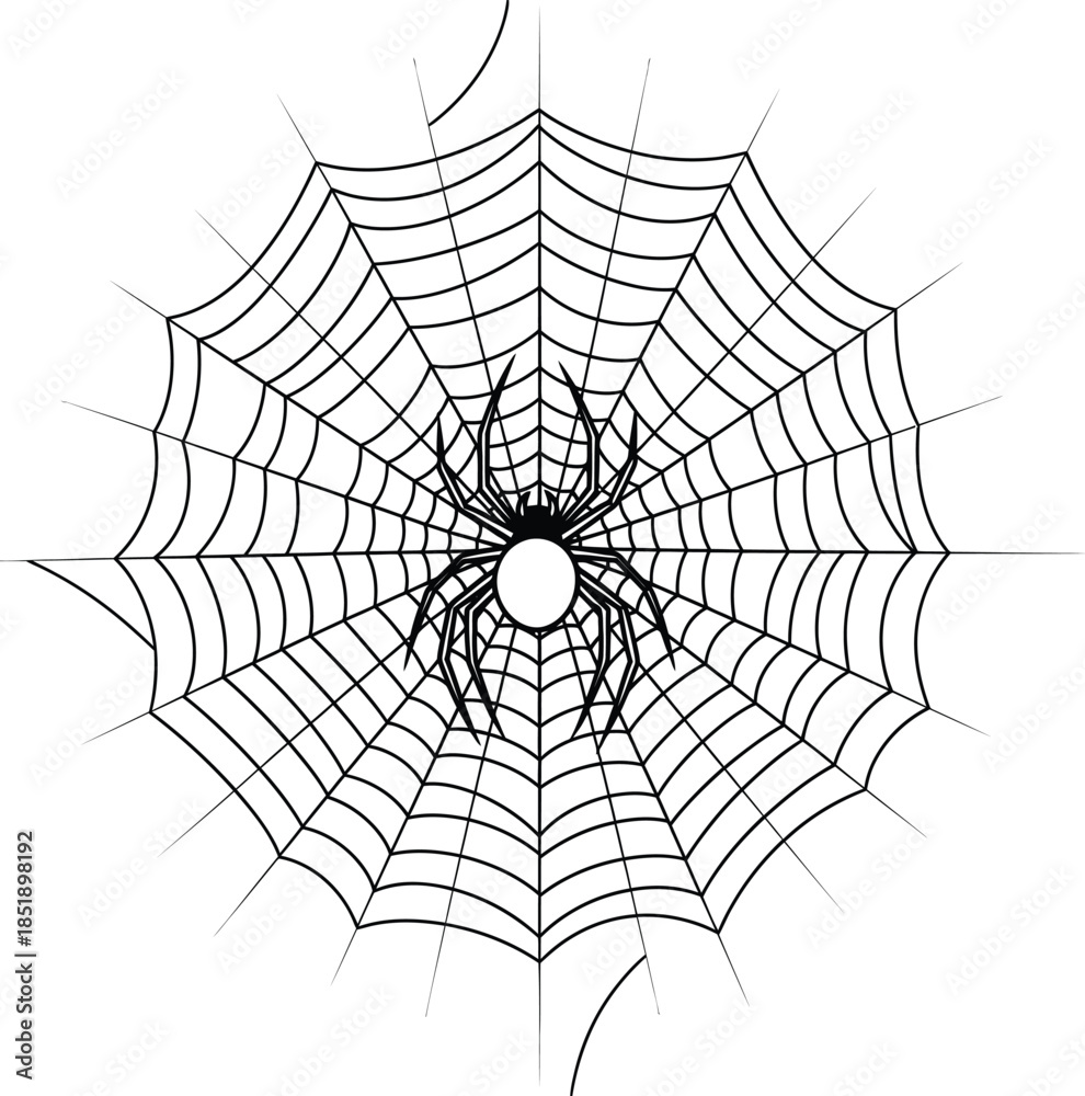 Fototapeta premium Spider Web with Black Spider Centered on Transparent Background