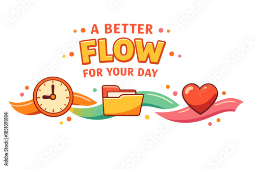 Optimizing time management with flow charts and heart symbol