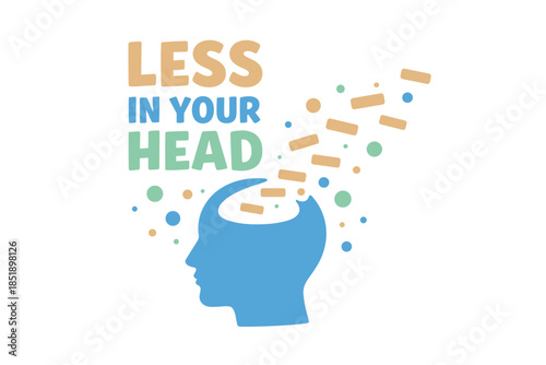 Illustrated blue silhouette with geometric shapes emanating from head