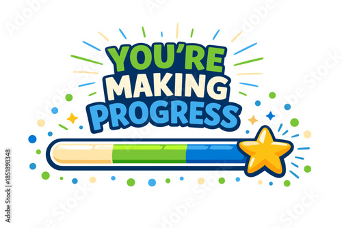 Progress bar with motivational message and star design