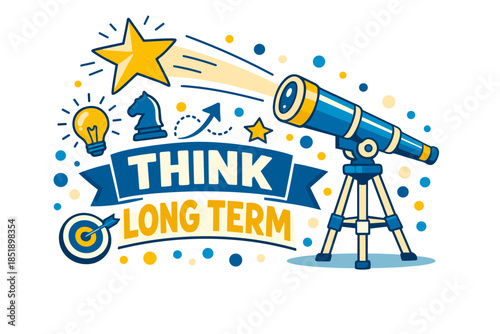 Inspiring conceptual artwork with telescope, stars, and chess knight motif