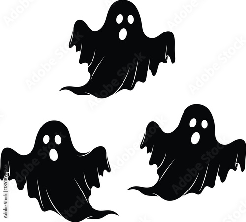 Three Ghostly Silhouettes Halloween Decoration Set