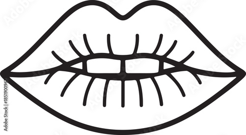 Simple line art drawing of human lips icon