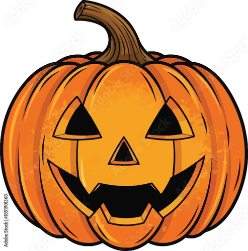 Illustrated Halloween Pumpkin JackoLantern Decoration