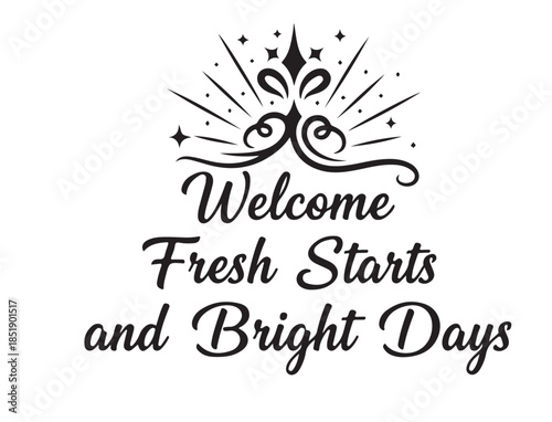  Bright Days in design in silhouette pure white background.