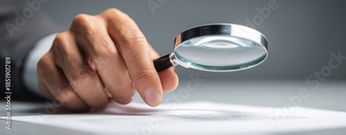 The Magnifying Glass Over Business Document Held by Hand for Inspection