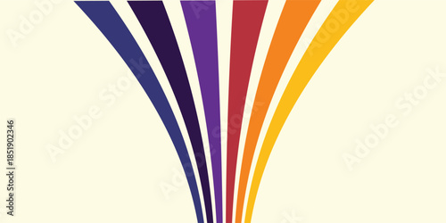 Abstract colorful 70s background vector. Vintage retro wallpaper with rainbow stripes and wavy lines. A 1970 color illustration suitable for posters, banners, decorative items and wall art.