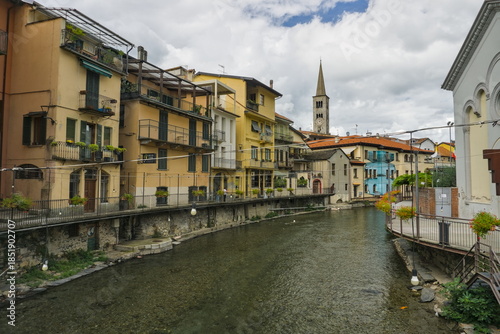 Canvastavla Picturesque Waterfront and Nigoglia Canal in Omegna, Italy