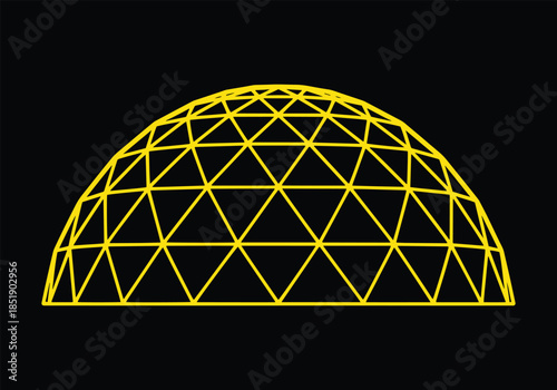 Geodesic. Abstract Golden Geodesic Dome Line Art Vector Illustration.