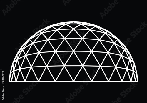 Geodesic. Futuristic Wireframe Dome Engineering Vector Illustratration.