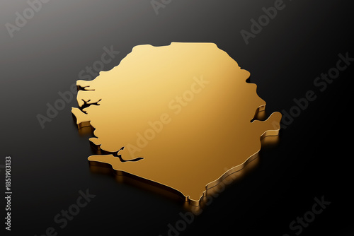 Sierra Leone gold stone map on black background 3d illustration