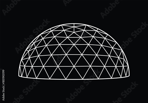 Geodesic. Geodesic Dome Wireframe Vector Illustration on Black.