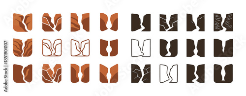 Abstract earth tones and black and white organic line art patter