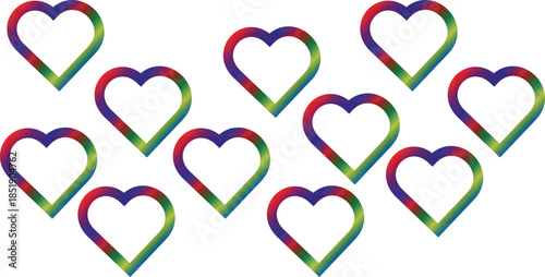 A shiny 3D set of red and pink heart shapes creates a romantic vector illustration and symbol of love for a Valentine holiday gift decoration