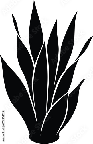 Silhouette of a clump of spiky green plants Vector Illustration