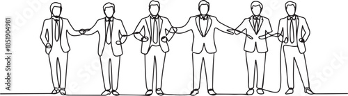 Continuous one line drawing of business people connected by lines, business networking and connection concept, single line art. one line Icon drawing