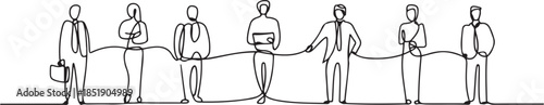 Continuous one line drawing of business people connected by lines, business networking and connection concept, single line art. one line Icon drawing
