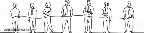 Continuous one line drawing of business people connected by lines, business networking and connection concept, single line art. one line Icon drawing