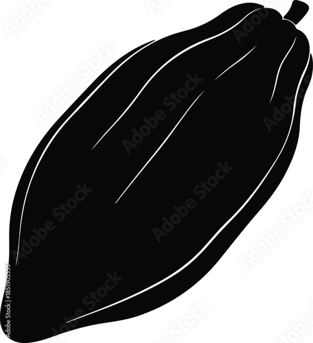 Silhouette of ripe papaya fruit with distinct lines Vector Illustration