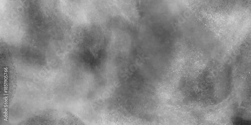 Abstract white and gray isolated cloud cumulus clouds. Gray aquarelle painted realistic fog or mist smoky textured canvas design. White and ash messy wall stucco texture background.