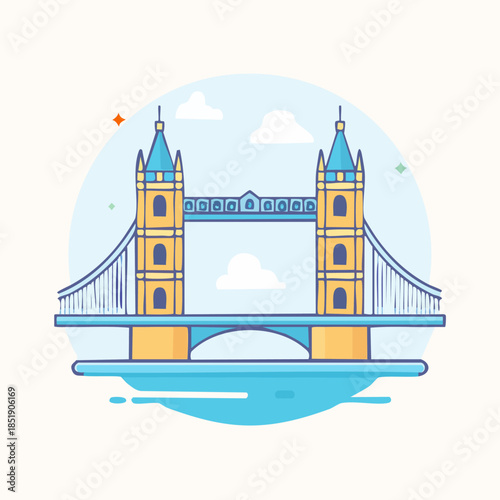 Tower Bridge London Landmark Illustration.
