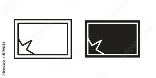 Broken window icons for designers, web developers, displays and websites