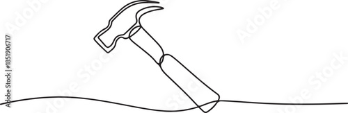 one continuous line drawing of hammer.one line drawing of hammer icon in repair and construction business. single line vector illustration. one line Icon drawing