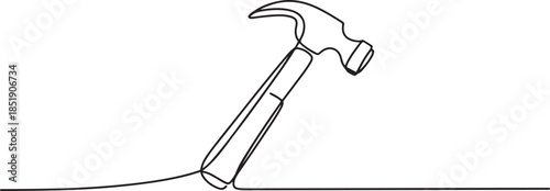 one continuous line drawing of hammer.one line drawing of hammer icon in repair and construction business. single line vector illustration. one line Icon drawing
