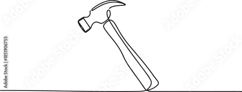 one continuous line drawing of hammer.one line drawing of hammer icon in repair and construction business. single line vector illustration. one line Icon drawing