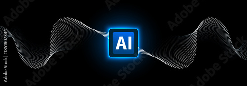 Modern AI processor concept with abstract neural data flow, ideal for technology presentations, SaaS platforms, analytics dashboards, and innovation-driven branding.