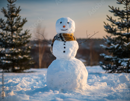 snowman on the snow