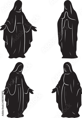 Four religious female figure silhouettes