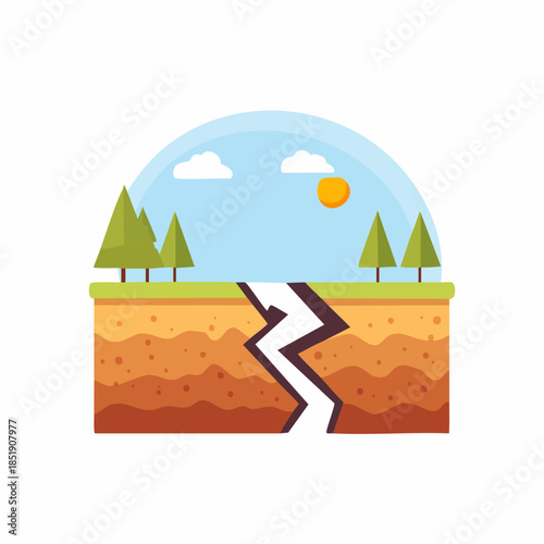 Vector Illustration of an Earthquake Fault Line in the Earths Crust.