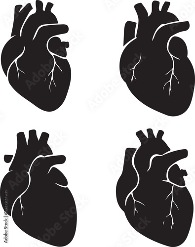 Four Black Human Heart Silhouettes