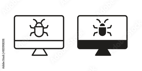 Computer bug icons for designers, web developers, displays and websites