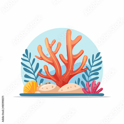 Vibrant Coral Reef Ecosystem Underwater Scene.