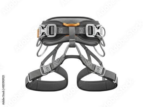 Climbing harness with buckles and straps for rock climbing safety equipment