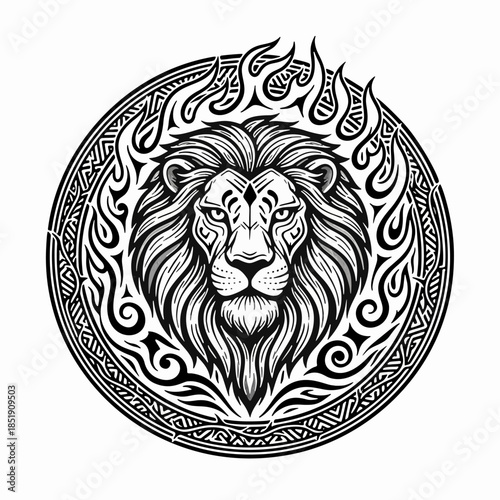 Esports black and white circle  logo of a wild, ferocious predator ready to hunt and dominate the game with strong, fast and deadly performance	
