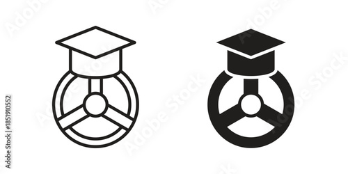 Driving school icons for designers, web developers, displays and websites