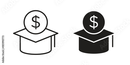 Education cost icons for designers, web developers, displays and websites