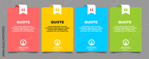Modern colorful quote card templates with clean typography, perfect for testimonials, social media posts, branding, and marketing designs.