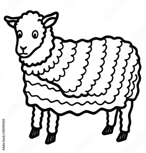 Cute cartoon sheep vector illustration isolated on white background