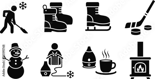 Winter sports and activities icons