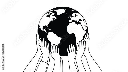 Hands holding a globe in unity and support
